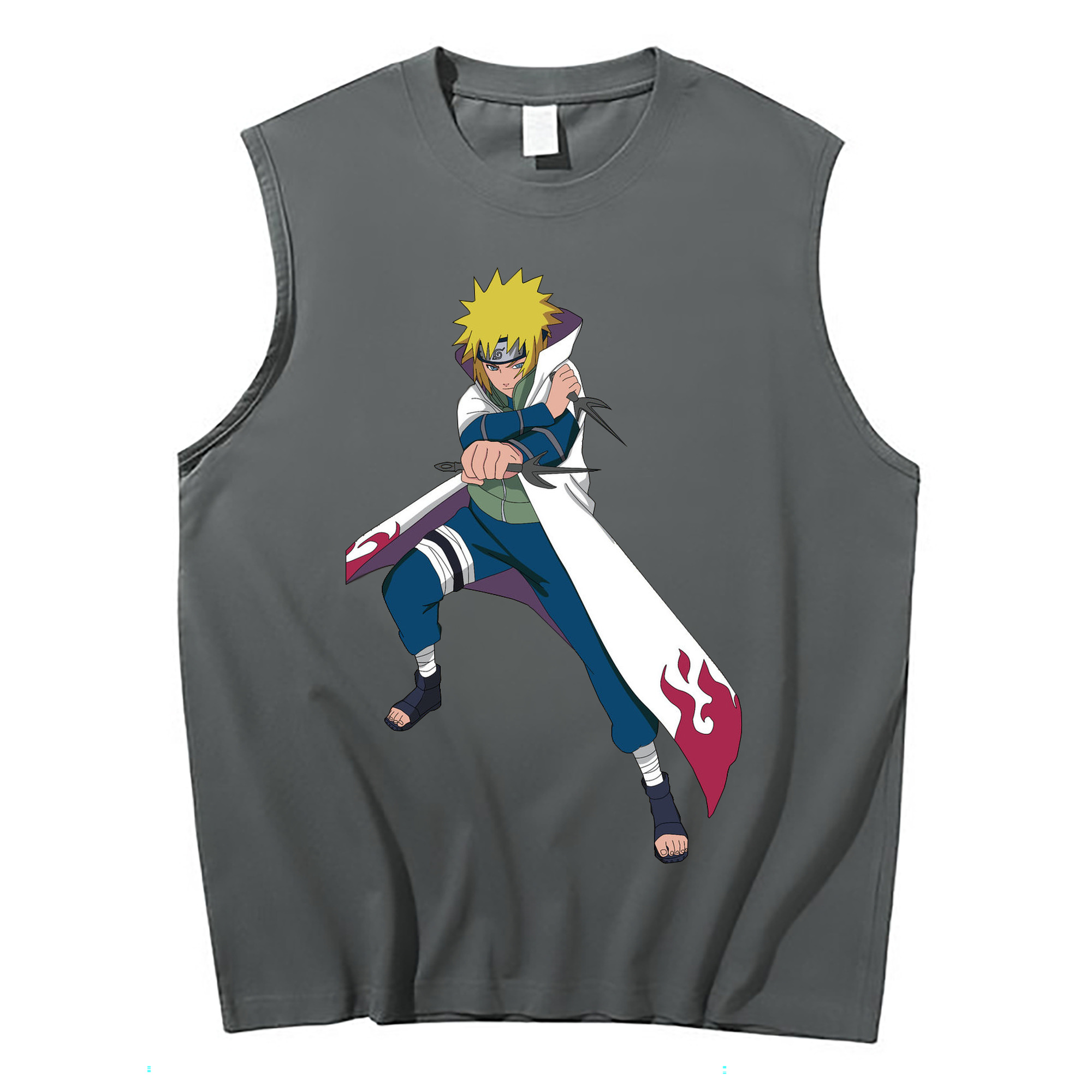 NARUTO -ナルト- 波風 ミナト Namikaze Minato コットン100％タンクトップ（フロントプリント）